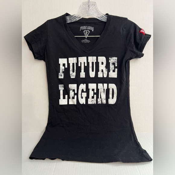 Future Legend Logo Graphic Black V Neck Tee Shirt - Picture 1 of 5